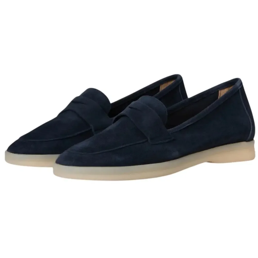 Vaneli Womens Undine Penny Loafers Size 7.5 Navy Blue Suede NWOB